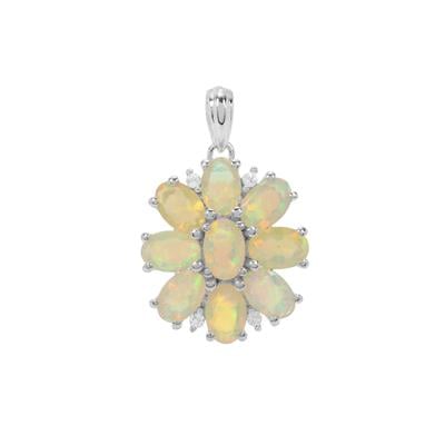 Ethiopian Opal Pendant with White Topaz in Sterling Silver 2.60cts