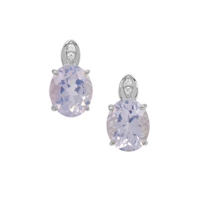 Boquira Lavender Quartz Earrings with White Zircon in Sterling Silver 6.80cts