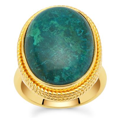 Chrysocolla Ring in Gold Plated Sterling Silver 15cts