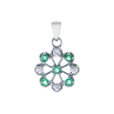 Ethiopian Emerald Pendant with White Zircon in Sterling Silver 1.17cts