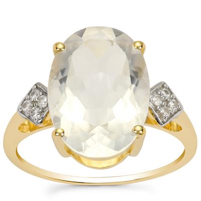 Hyalite Opal Ring with White Zircon in 9K Gold 4.25cts