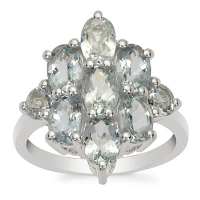 Santa Maria Double Blue Aquamarine Ring in Sterling Silver 3.25cts