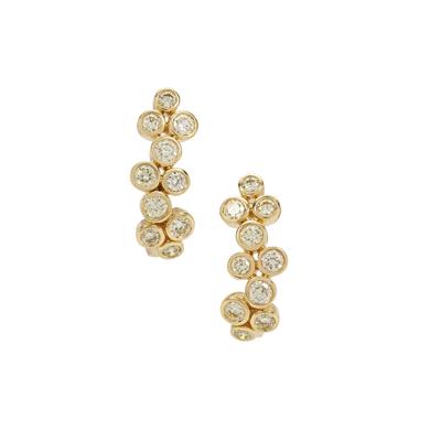Natural Canary Diamonds Earrings in 9K Gold 1cts