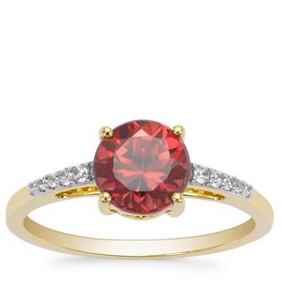 Umba Valley Red Zircon Ring with White Zircon in 9K Gold 2.10cts