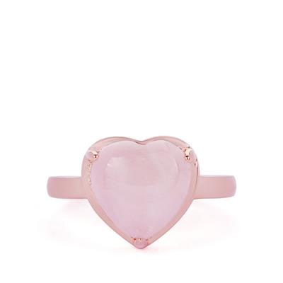 Morganite Heart Ring in Rose Tone Sterling Silver 4.24cts