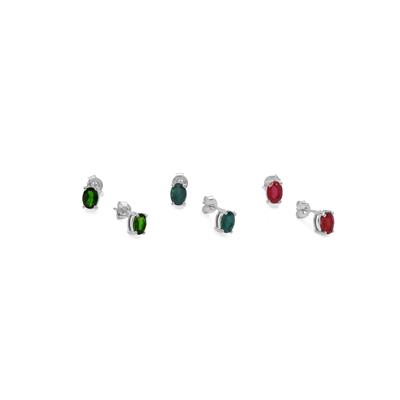 Chrome Diopside, Grandidierite Earrings with Thai Ruby in Sterling Silver 5.70cts