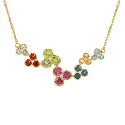 Multi-Gemstone Necklace in Gold Plated Sterling Silver 3.50cts