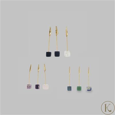 Kimbie Home Gemstone Photo Holder 3pcs - Available in Amethyst & Rose Quartz, Black Obsidian & Howlite, Lapis Lazuli & Aventurine)