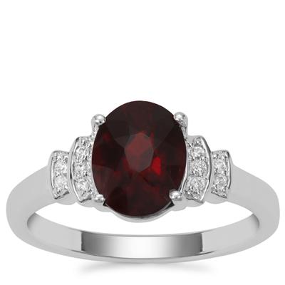 Gooseberry Grossular Garnet Ring with White Zircon in Sterling Silver 2.28cts