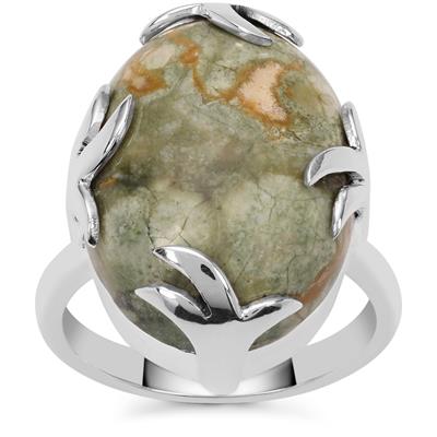 Rainforest Jasper Ring in Sterling Silver 14cts