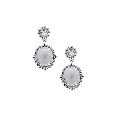 Golconda Quartz Earrings with White Zircon in Sterling Silver 2.87cts