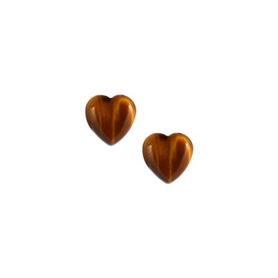 Yellow Tiger's Eye Heart Earrings in Gold Tone Sterling Silver 6.95cts