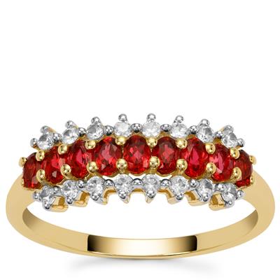 Jedi Red Spinel Ring with White Zircon in 9K Gold 1cts