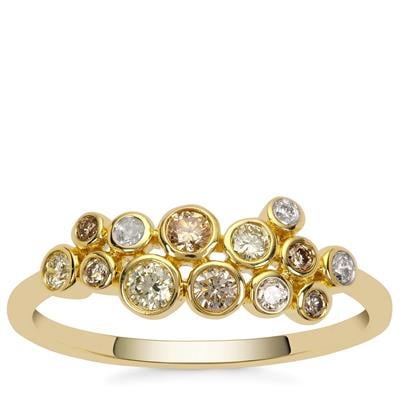  Golden Ivory Diamonds Ring with Multi Diamonds in 9K Gold  0.36cts