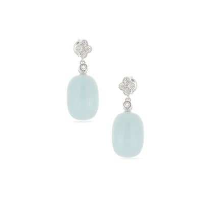 Aquamarine Earrings with White Topaz in Sterling Silver 25.20cts