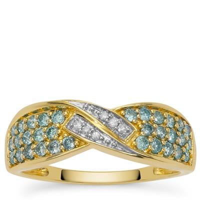 Blue Lagoon Diamond Ring with White Diamonds in 9K Gold 0.50cts