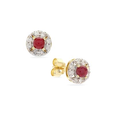 Greenland Ruby Earrings with Canadian Diamonds in 9K Gold 0.60cts