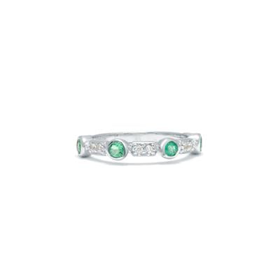 Ethiopian Emerald Ring with White Zircon in Sterling Silver 0.65ct