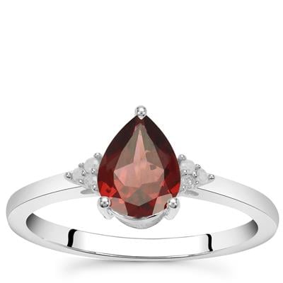 Nampula Garnet Ring with Diamond in Sterling Silver 1.20cts