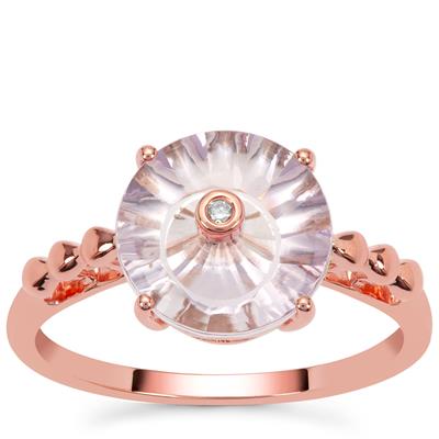 Lehrer Torus Rose De France Amethyst Ring with Pink Diamond in 9K Rose Gold 2.65cts
