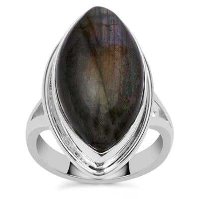 Purple Labradorite Ring in Sterling Silver 15cts