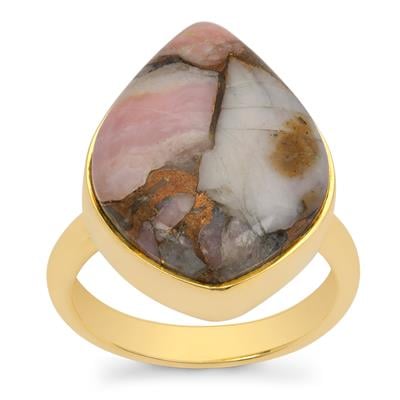 Copper Mojave Pink Opal Ring in Gold Plated Sterling Silver 11cts