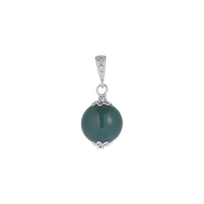 Type A Olmec Jadeite Pendant with White Zircon in Sterling Silver 14.07cts