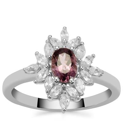 Mahenge Purple Spinel Ring with White Zircon in Sterling Silver 1.50cts