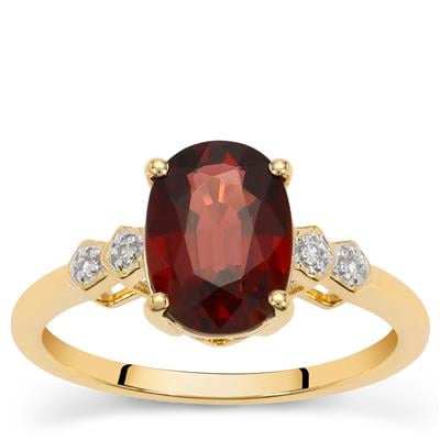 Malawi Garnet Ring with White Zircon in 9K Gold 3cts
