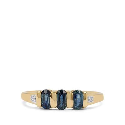 Diego Suarez Blue Sapphire Ring with White Zircon in 9K Gold 1cts
