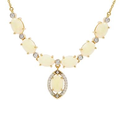 Coober Pedy Opal Necklace with Diamond in 18K Gold 3.69cts