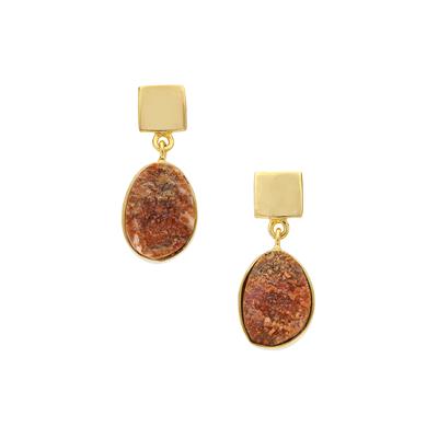 Drusy Vanadinite Earrings in Gold Plated Sterling Silver 19cts