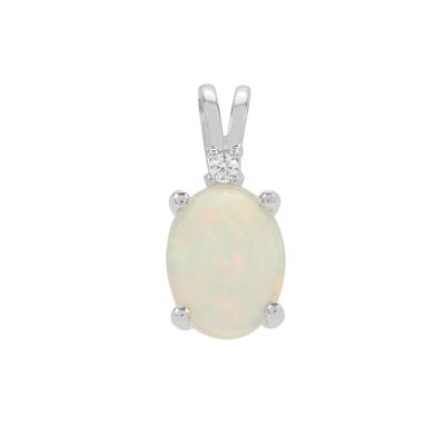 Ethiopian Opal Pendant with White Zircon in Sterling Silver 0.85cts
