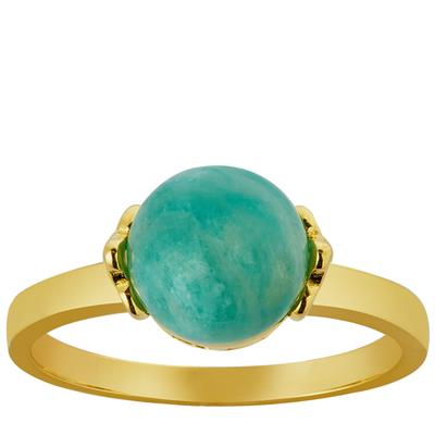 Amazonite Ring in Gold Tone Sterling Silver 3cts