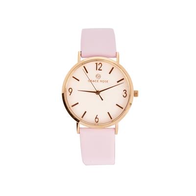 Rose Quartz Rose Gold Plated Stainless Steel Watch with Pink Leather Strap 1.1cts