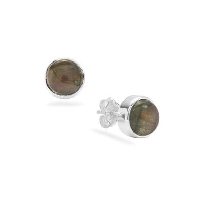 Pink Flash Labradorite Earrings in Sterling Silver 5cts