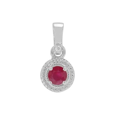 Kenyan Ruby Pendant with White Zircon in Sterling Silver 0.55ct