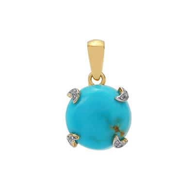 Sonora Turquoise Pendant with White Zircon in Gold Plated Sterling Silver 6cts