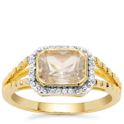 Serenite Ring with White Zircon in Gold Plated Sterling Silver 1.53cts