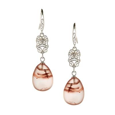 Icy Lychee Nanhong Agate Earrings With White Topaz in Sterling Silver 18.04cts 