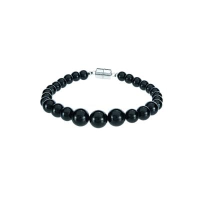Black Tourmaline Bracelet with Magnetic Lock in Sterling Silver 80.16cts 