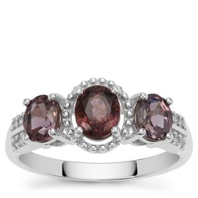 Burmese Pink Spinel Ring with White Zircon in Sterling Silver 1.95cts