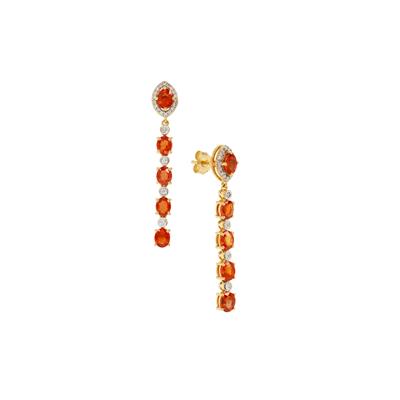Padparadscha Sapphire Earrings with Diamond in 18K Gold 4.87cts