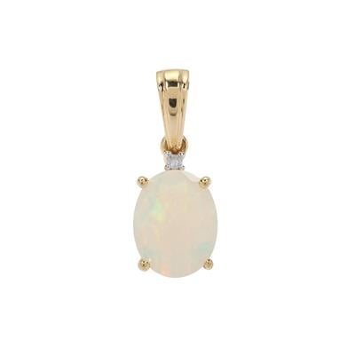 Ethiopian Opal Pendant with Diamond in 9K Gold 1.25cts