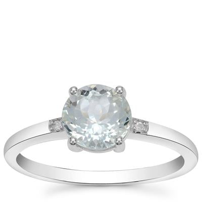 Aquamarine & Diamond Sterling Silver Ring