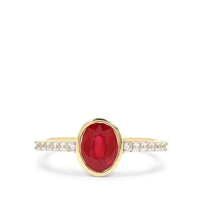 Bemainty Ruby Ring with White Zircon in 9K Gold 2.25cts