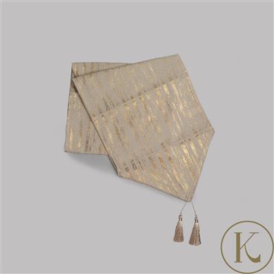 Kimbie Home Linen Mix Table Runner (220cm x 33cm) Available in Silver or Gold 