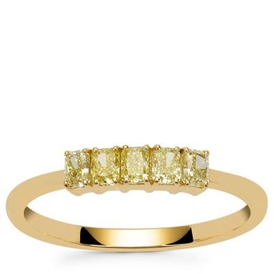 Natural Yellow Diamonds Ring in 9K Gold 0.63ct