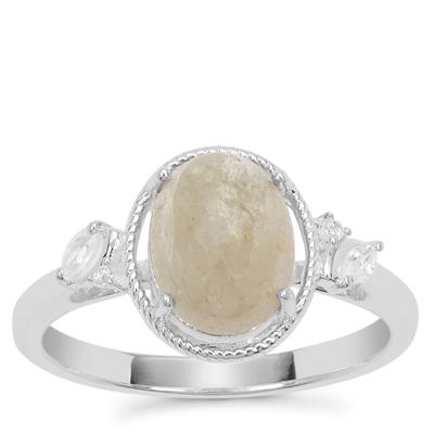 Menderes Diaspore Ring with White Zircon in Sterling Silver 2.38cts