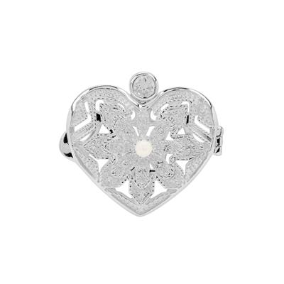 Kaori Cultured Pear Locket with White Topaz in Sterling Silver